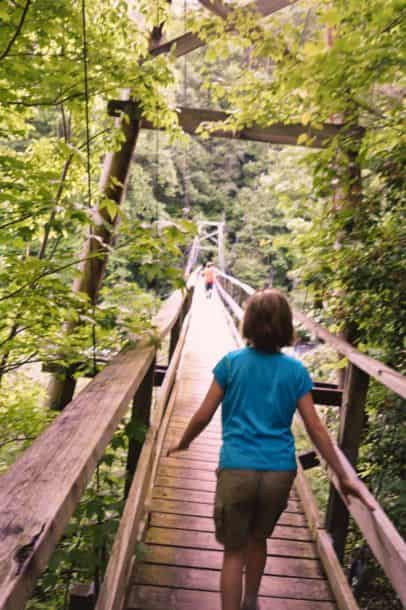 Lake Toxaway Suspension Bridge on Foothills Trail