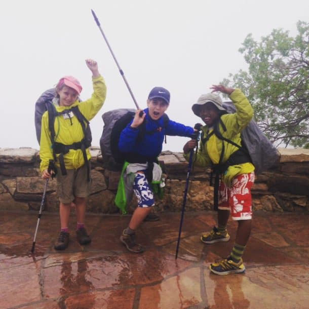 Kids at the top of the Grand Canyon