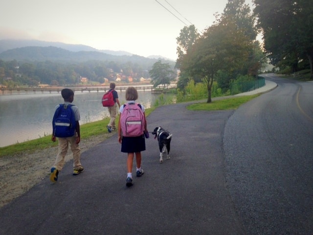 Kids walking to school