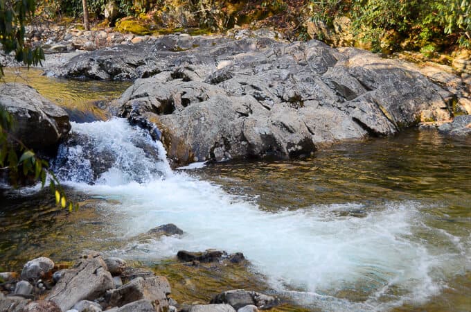 Water through boulders