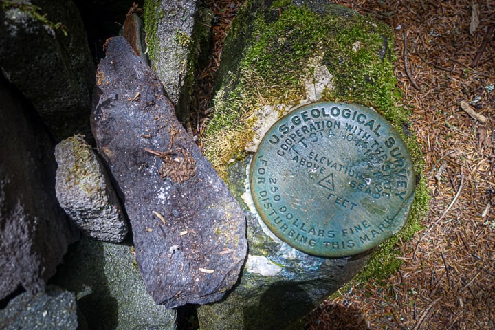 The USGS marker on Guyot's summit