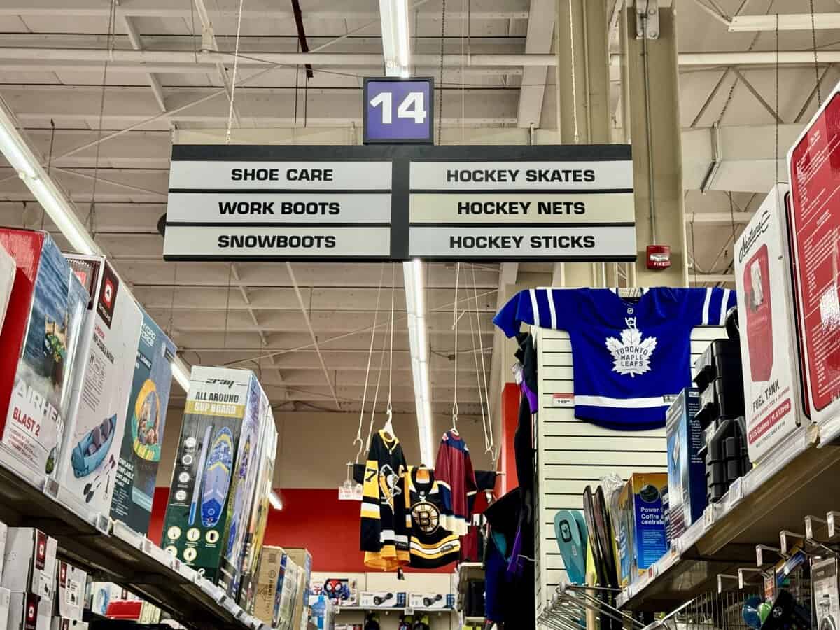 aisle in Canadian Tire